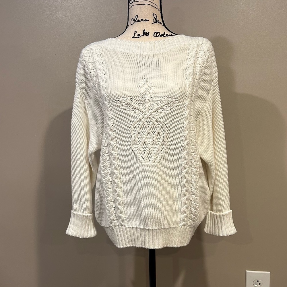 Tommy Bahama Sea Glass Cable Knit Cotton Pineapple Sweater
